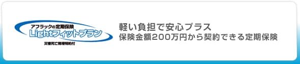 アフラックの定期保険Lightフィットプラン。軽い負担で安心プラス。保険金額200万円から契約できる定期保険